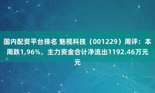 国内配资平台排名 魅视科技（001229）周评：本周跌1.96%，主力资金合计净流出1192.46万元